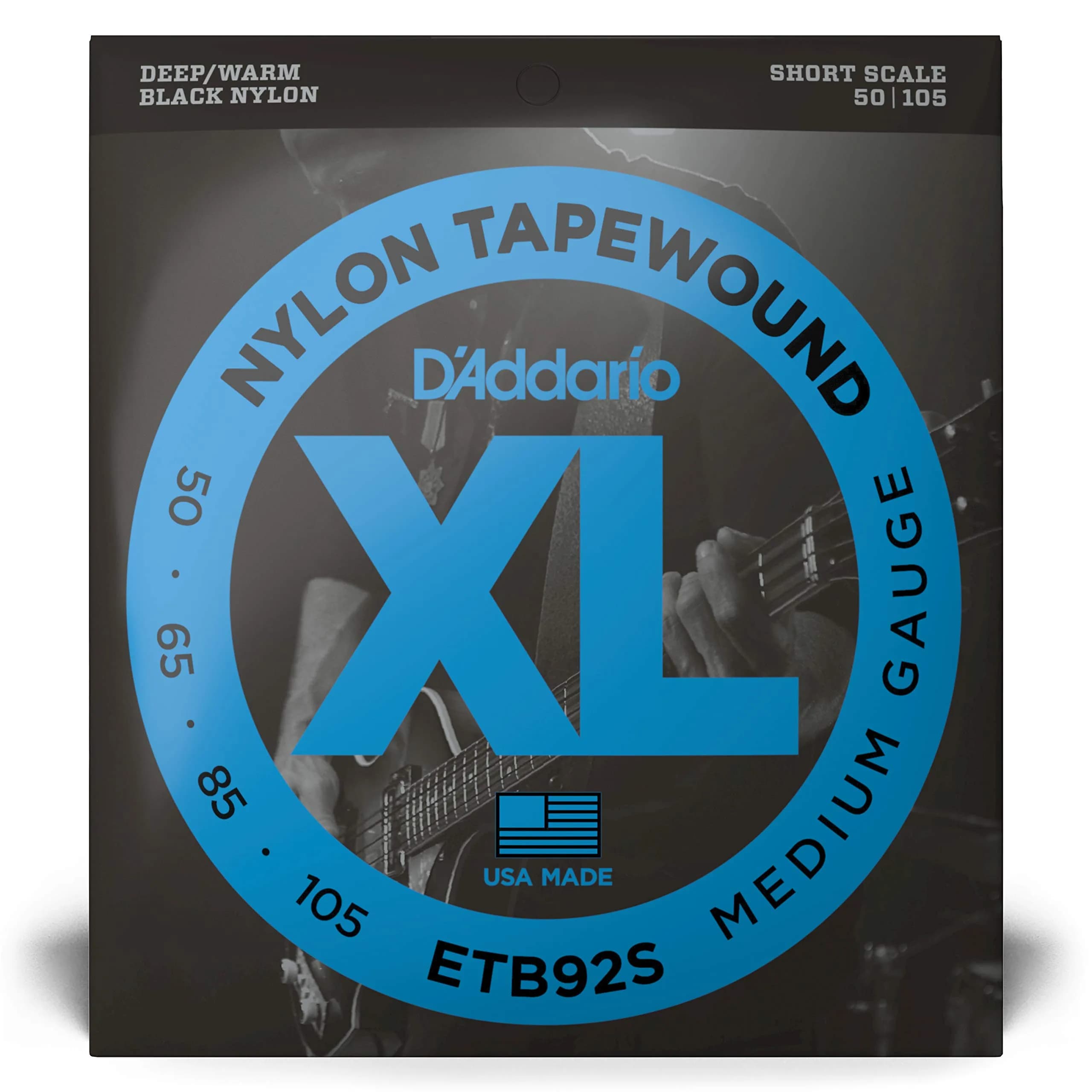 D'Addario ETB92S Tapewound Bass Strings | Short Scale, 50-105 Gauge, Black Nylon - view 2