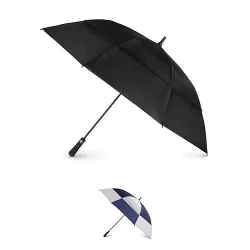 Totes Auto Open Large Vented Windproof Golf Umbrella with UV and Water Repellent Protection | 60-inch Canopy, UPF 50+ thumbnail 1