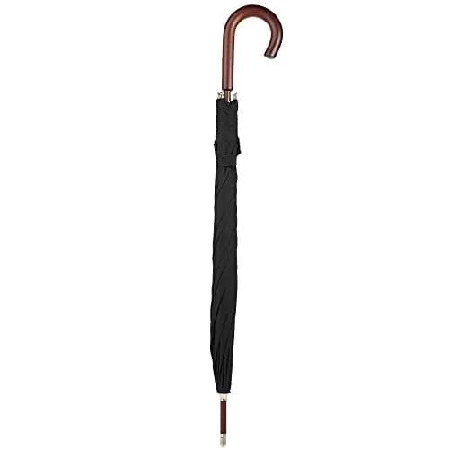Totes Auto Open Water Repellent Stick Umbrella with Classic Wood J Hook Handle | 48" Canopy, Water-Resistant, Auto Open thumbnail 4