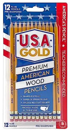 Write Dudes USA Gold Premium Cedar #2 Pencils 12-Count (7mm) | Made from Genuine American Cedar thumbnail 1