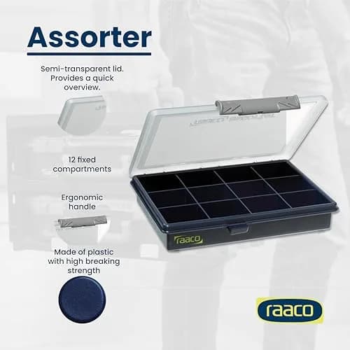 Raaco Assorter 6-12 Tool Box Organizer, 12-Slot Small Parts & Hardware | Compact Polypropylene Storage for Hardware & Hobby thumbnail 3