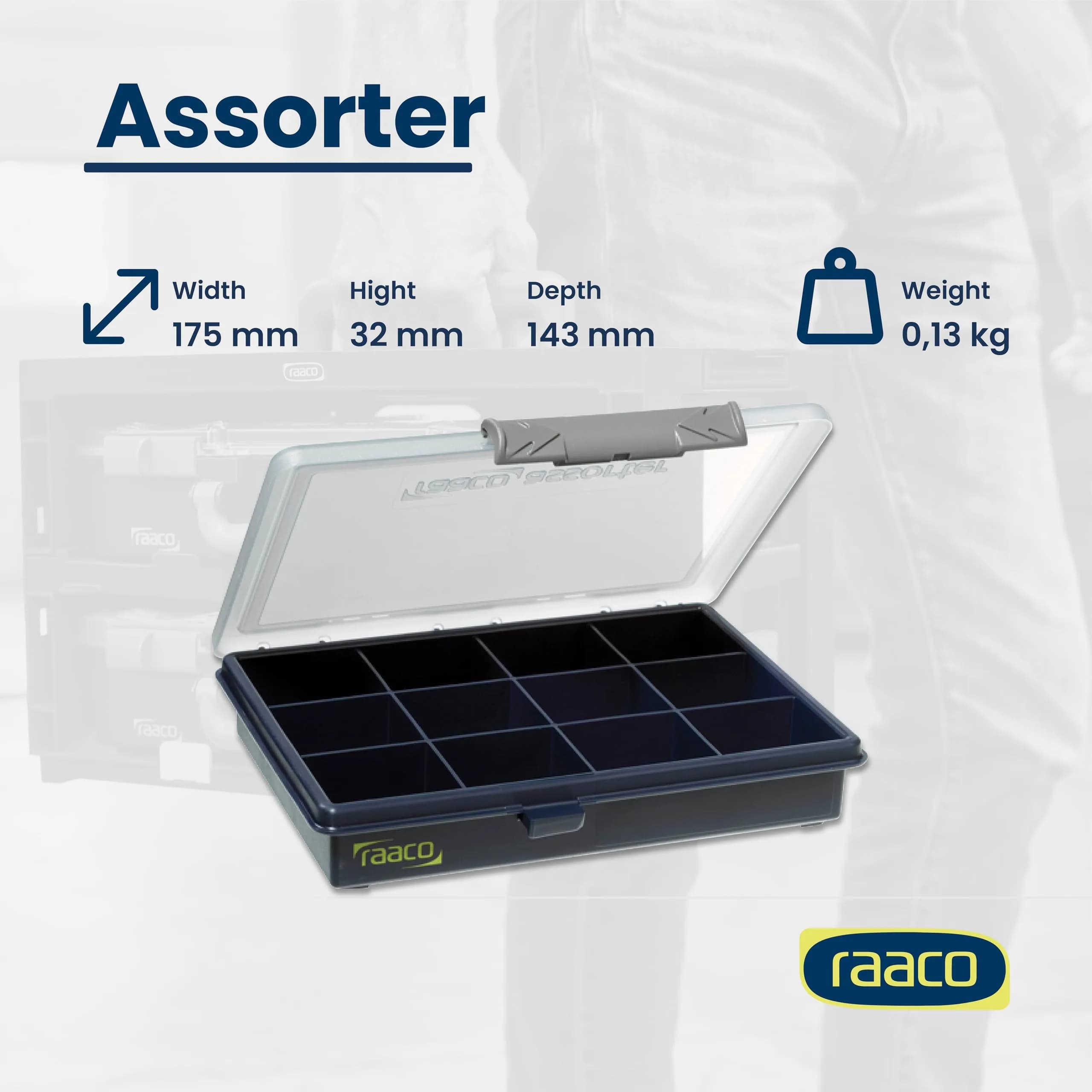 Raaco Assorter 6-12 Tool Box Organizer, 12-Slot Small Parts & Hardware | Compact Polypropylene Storage for Hardware & Hobby - view 4