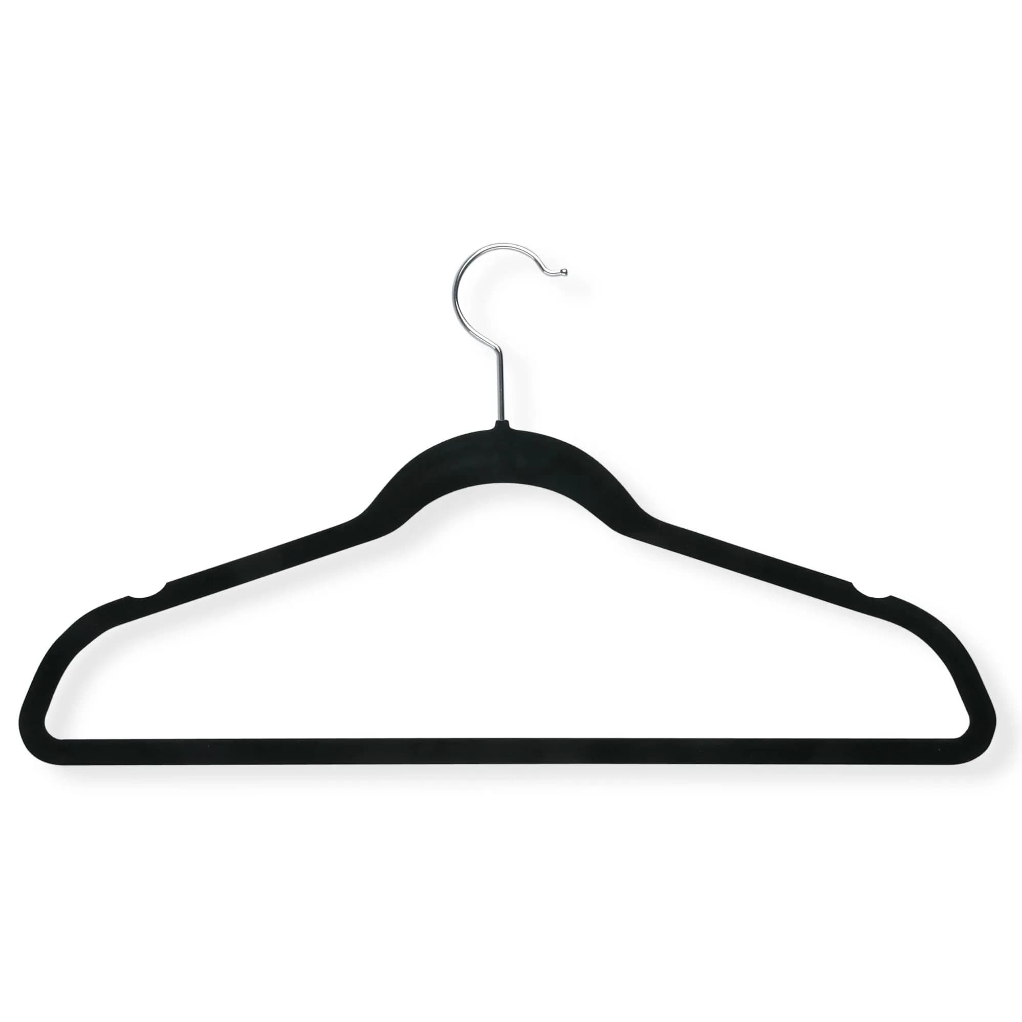 Honey-Can-Do Ultra-Thin Non-Slip Velvet-Touch Hangers, Black, 20-Pack | Space-Saving Suit Hangers — Black