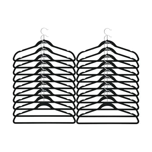 Honey-Can-Do Ultra-Thin Non-Slip Velvet-Touch Hangers, Black, 20-Pack | Space-Saving Suit Hangers thumbnail 3