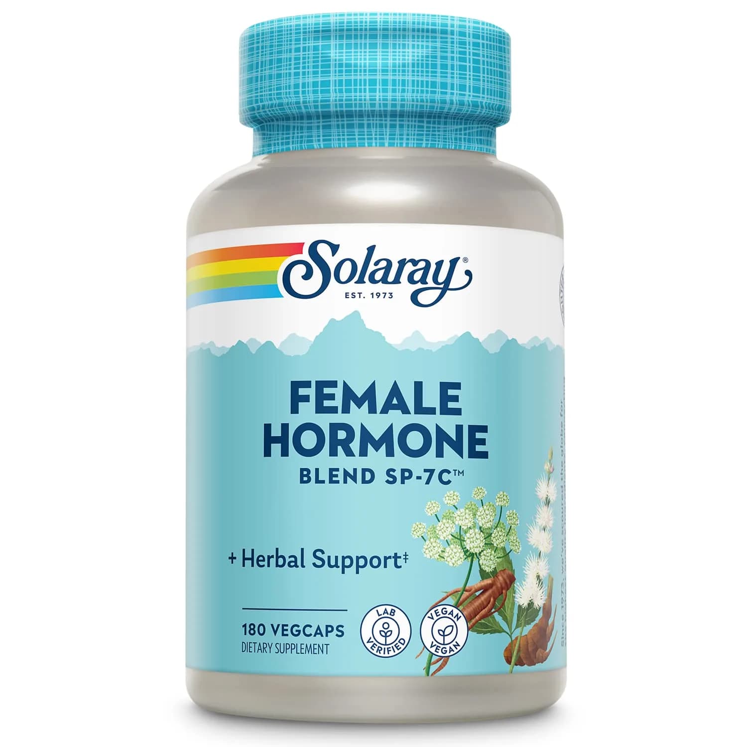 SOLARAY Female Hormone Blend SP-7C 180 VegCaps | Menopause Support & Herbal Balance — Blue