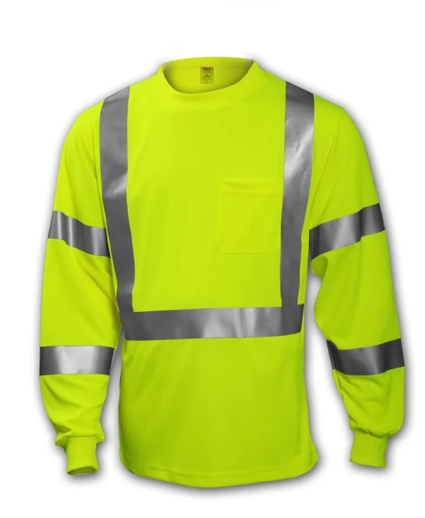 Tingley Job Sight S75522 High Visibility Class 3 Long Sleeve T-Shirt, Medium, Fluorescent Yellow-Green | ANSI/ISEA 107 Type R Class 3