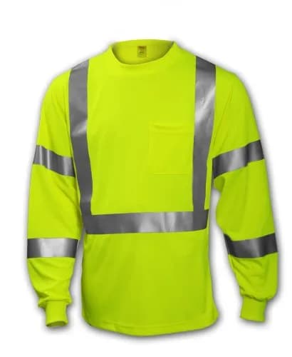 Tingley Job Sight S75522 High Visibility Class 3 Long Sleeve T-Shirt, Medium, Fluorescent Yellow-Green | ANSI/ISEA 107 Type R Class 3 thumbnail 1
