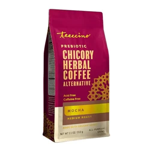 Teeccino Mocha Chicory Coffee Alternative - 11 Ounce - Ground Herbal Coffee That’s Prebiotic, Caffeine-Free & Acid Free, Medium Roast thumbnail 1