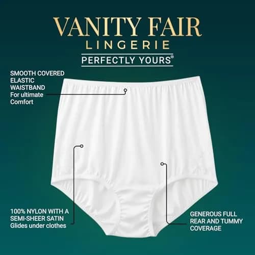 Vanity Fair Lace Nouveau Brief Panties, 3 Pack, Fawn, Size 7 | Elegant lace full coverage briefs for daily comfort thumbnail 3