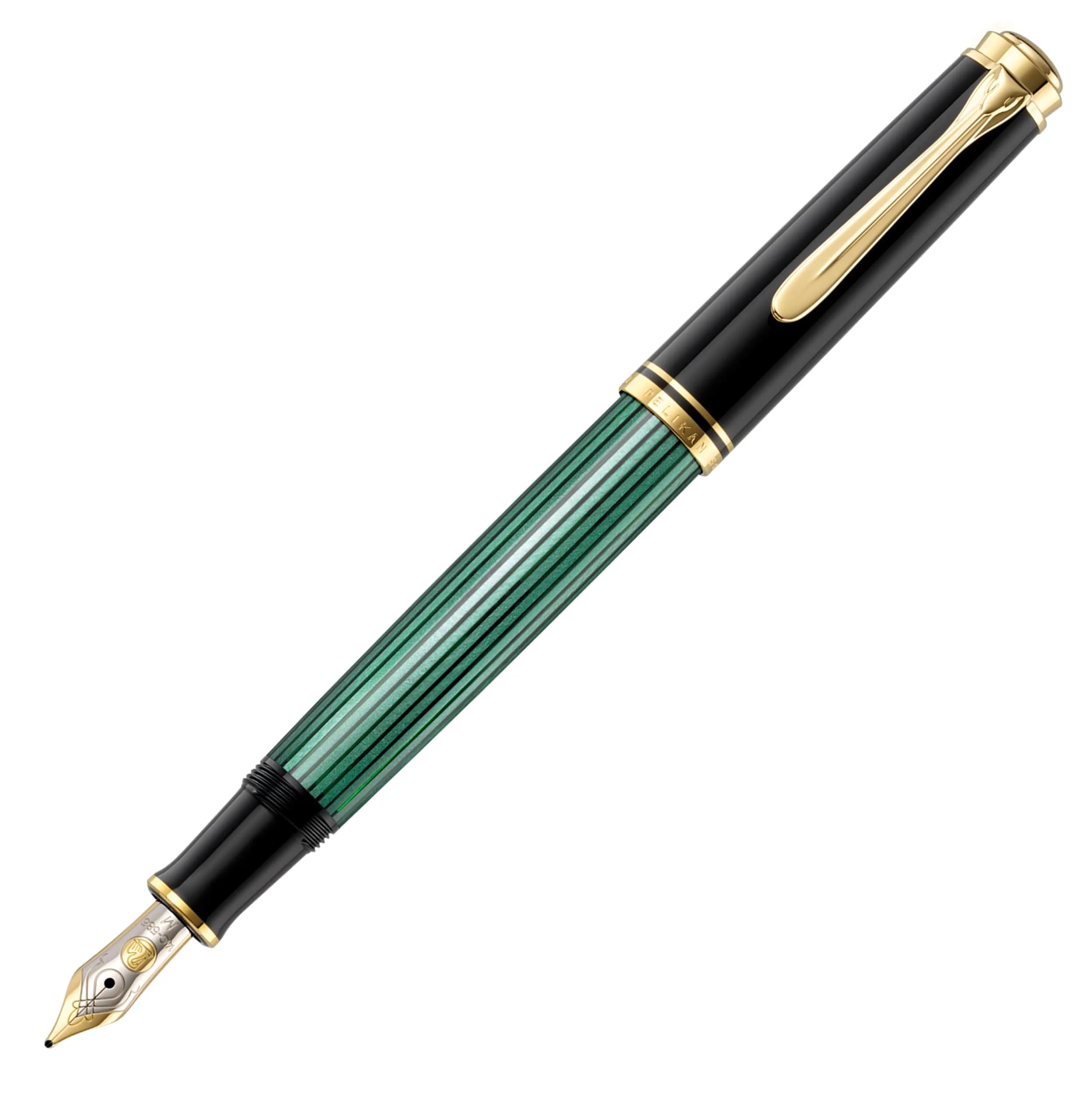 Pelikan Souverän M400 Fountain Pen Extra Fine Nib Black/Green | Classic Piston Fill System — Black/Green
