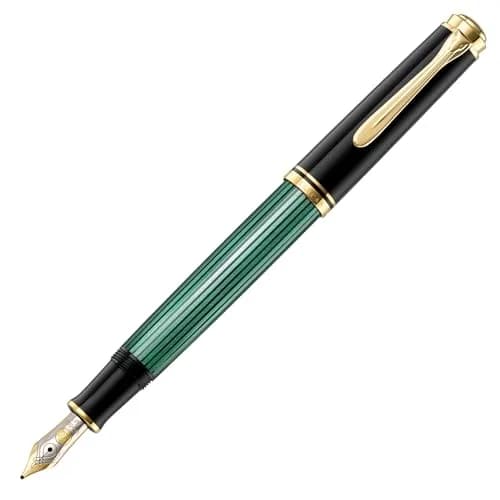 Pelikan Souverän M400 Fountain Pen Extra Fine Nib Black/Green | Classic Piston Fill System thumbnail 1