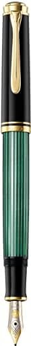 Pelikan Souverän M400 Fountain Pen Extra Fine Nib Black/Green | Classic Piston Fill System thumbnail 2