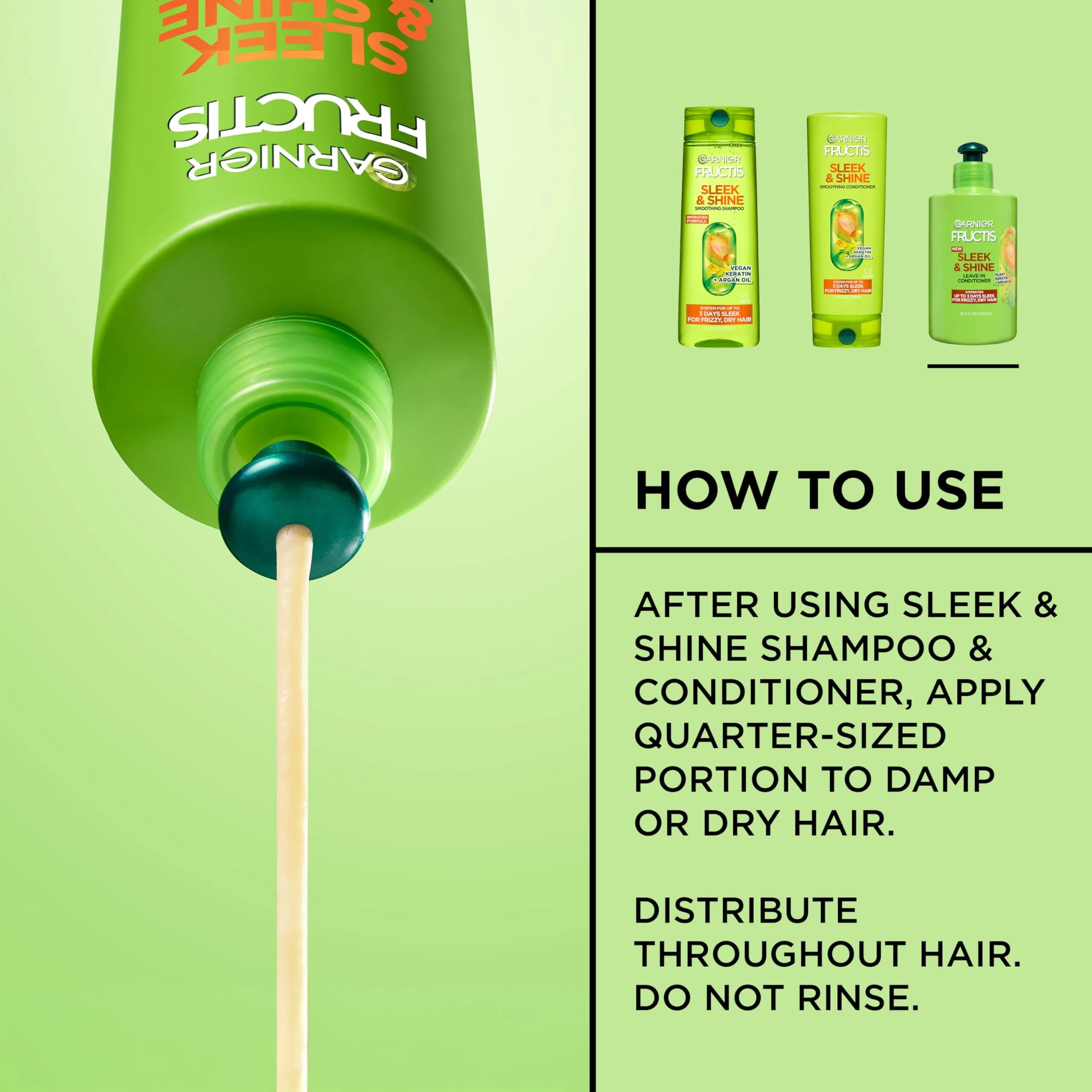 Garnier Fructis Sleek & Shine Leave-In Conditioner Cream 299ml (10.2 Fl Oz) | Controls Frizz for Dry Hair - view 4