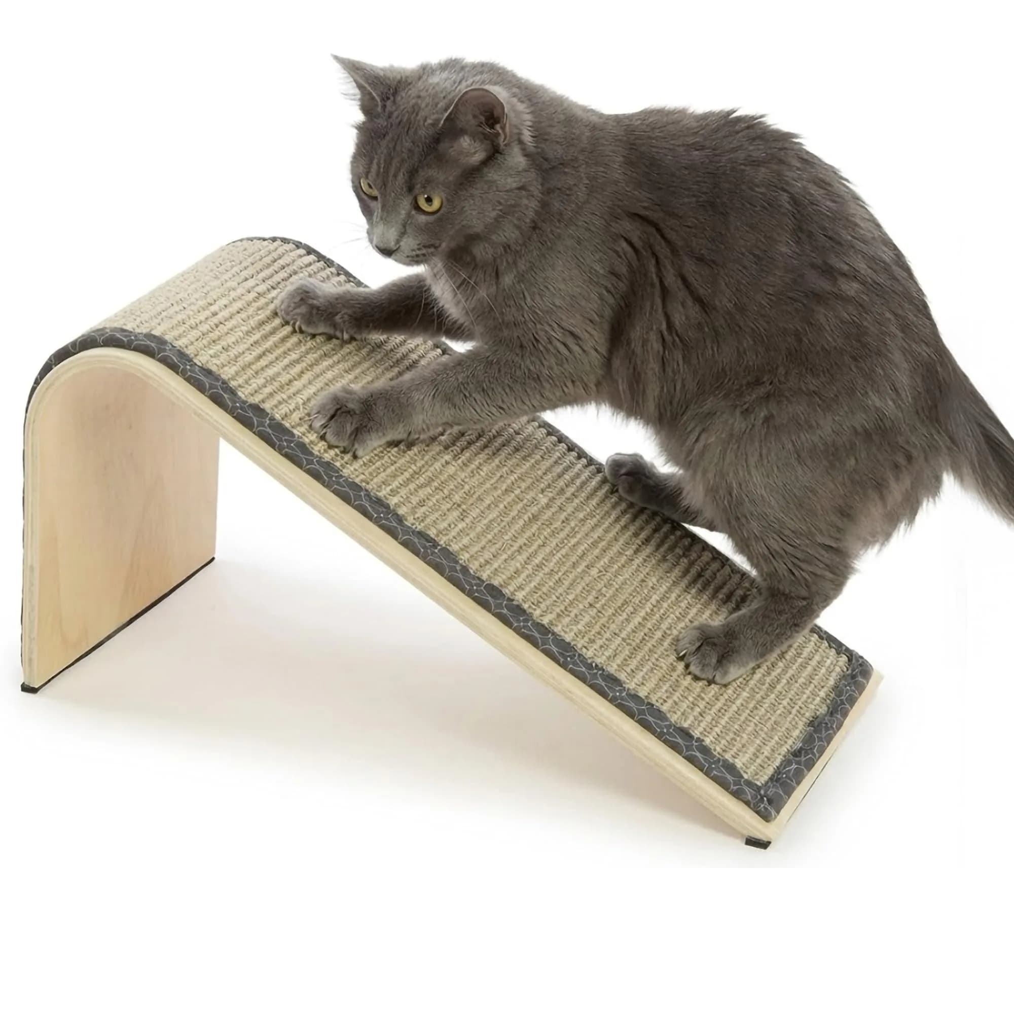 SmartyKat Sisal Angle Ramp Cat Scratcher | Natural Woven Sisal & Wooden Structure, Organic Catnip