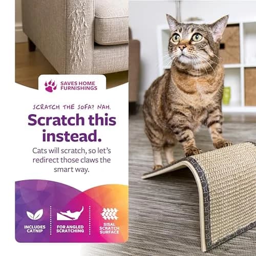SmartyKat Sisal Angle Ramp Cat Scratcher | Natural Woven Sisal & Wooden Structure, Organic Catnip thumbnail 2