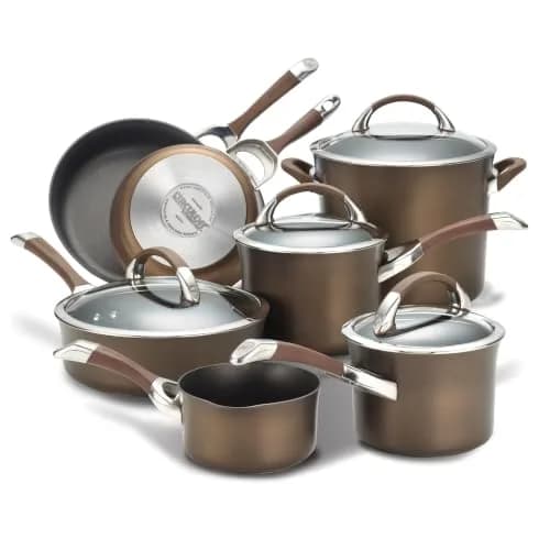Circulon Symmetry Non Stick Pots and Pans Set, 11-Piece, Chocolate | Durable Hard-Anodized Cookware for Healthy Cooking thumbnail 1