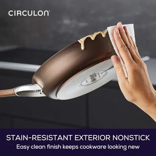 Circulon Symmetry Non Stick Pots and Pans Set, 11-Piece, Chocolate | Durable Hard-Anodized Cookware for Healthy Cooking thumbnail 5
