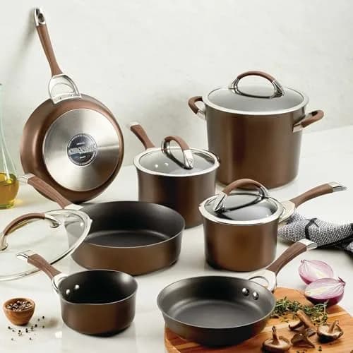 Circulon Symmetry Non Stick Pots and Pans Set, 11-Piece, Chocolate | Durable Hard-Anodized Cookware for Healthy Cooking thumbnail 3