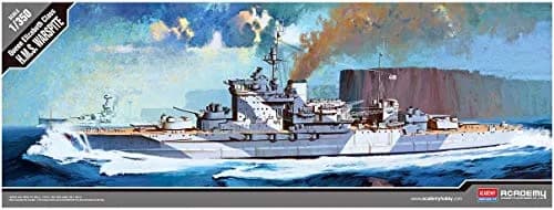 Academy Queen Elizabeth Class H.M.S. Warspite Boat Model Building Kit | 1/350 Scale, WWII Version, Waterline Display thumbnail 3