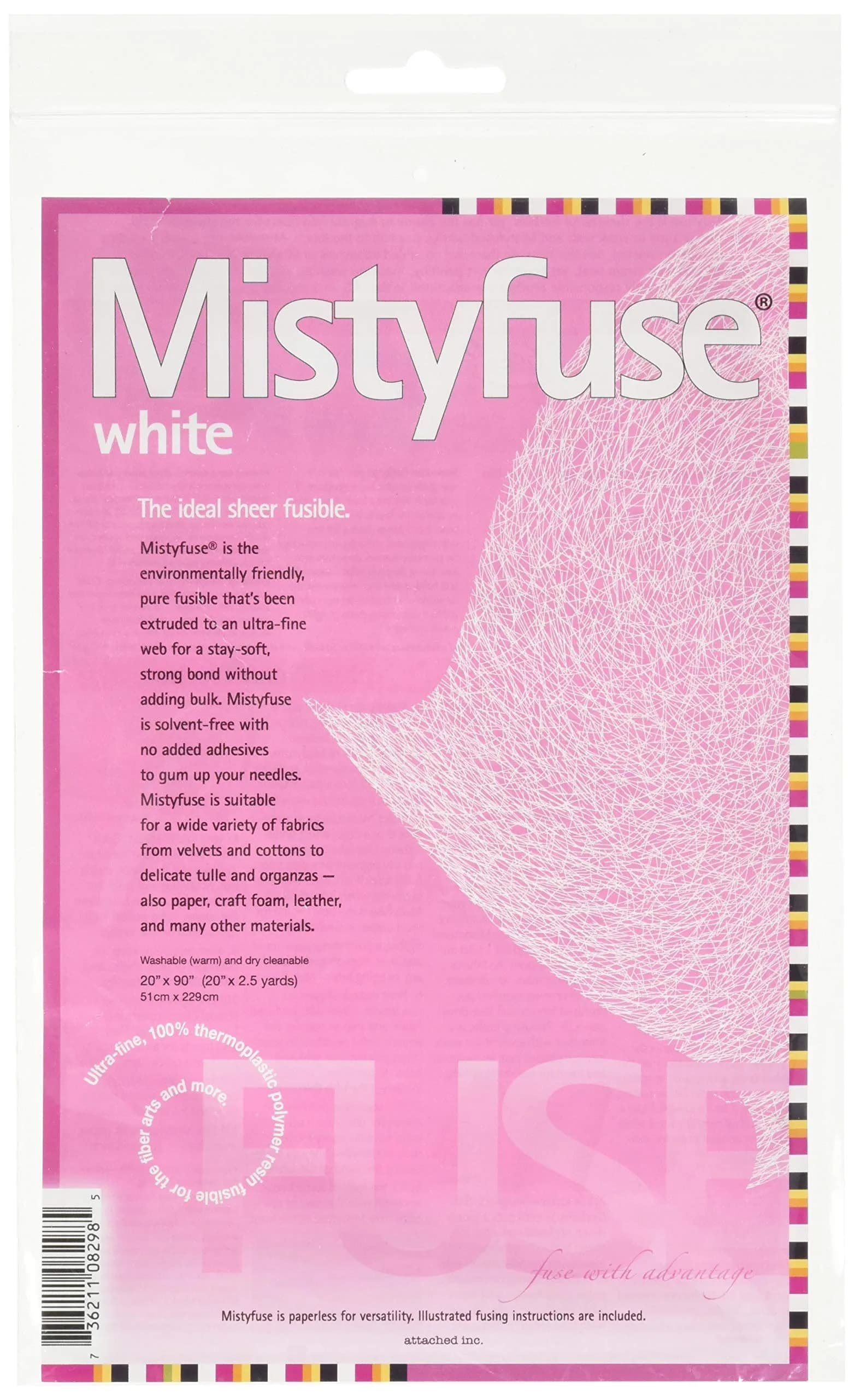 Attached Sheer Fusible Interfacing 20" x 90" | Ultra-strong, stays soft, suitable for most fabrics, White — White