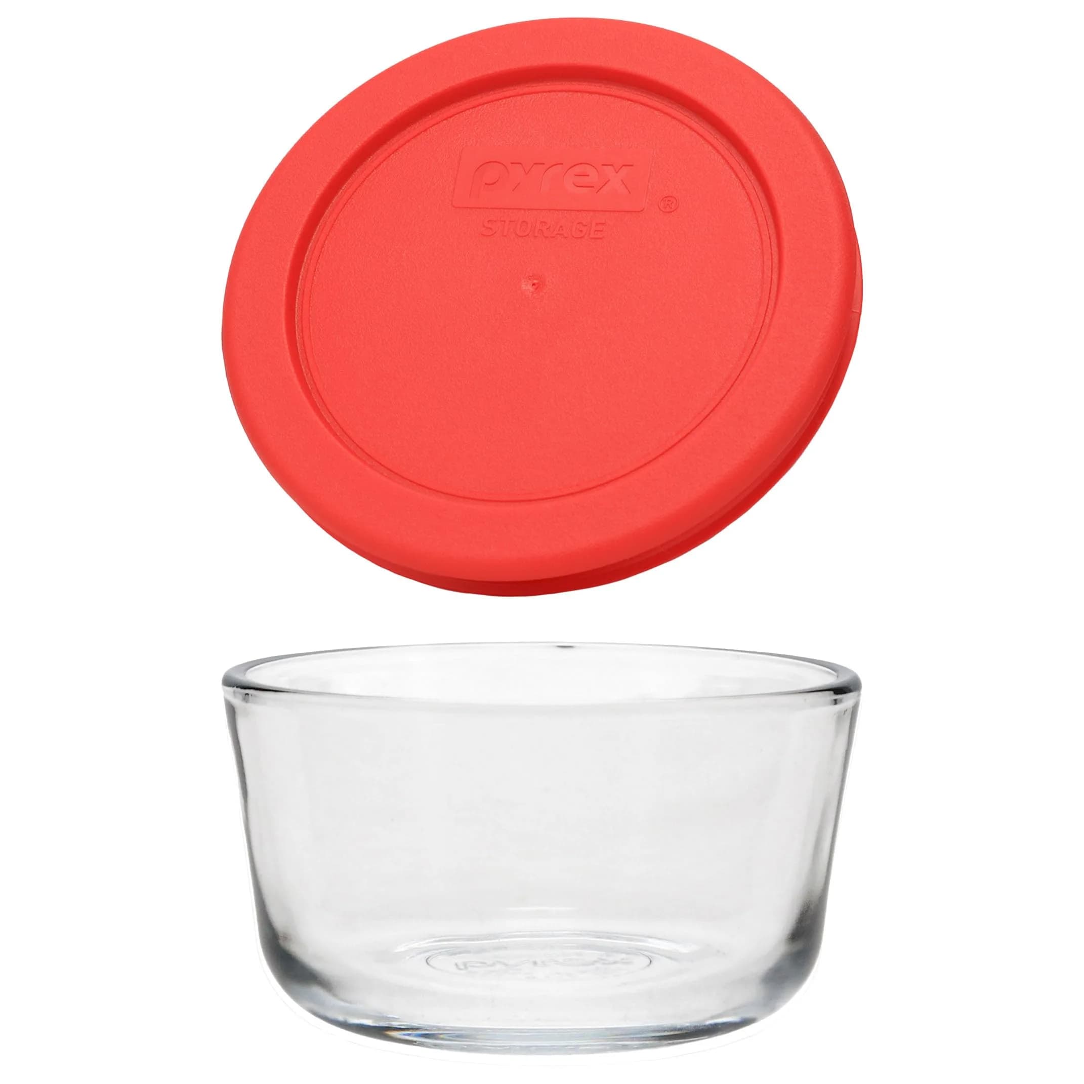 Pyrex Simply Store 1 Cup Round Glass Food Storage Container with Red Lid | 237ml (8 fl oz) - main product image