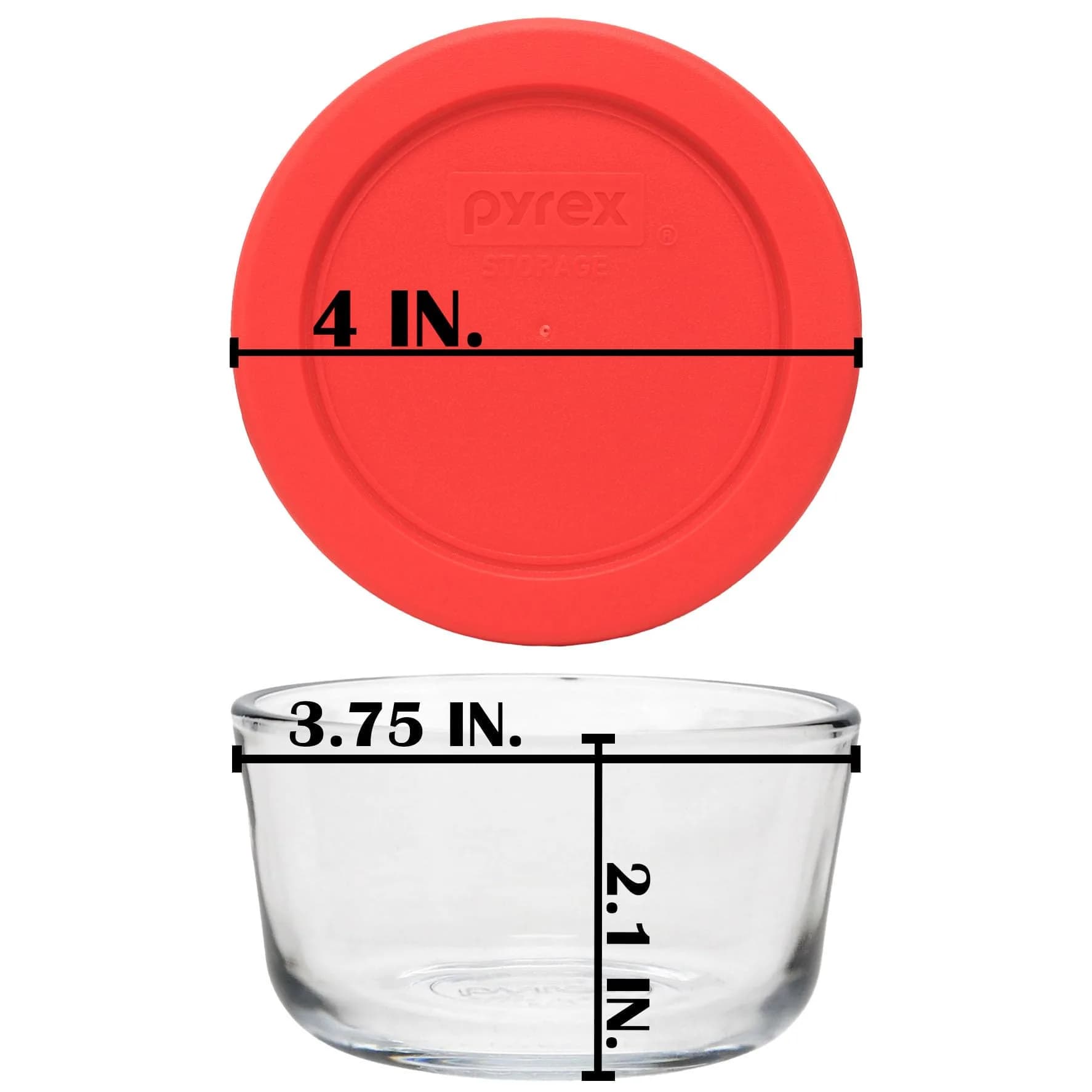 Pyrex Simply Store 1 Cup Round Glass Food Storage Container with Red Lid | 237ml (8 fl oz) - view 6