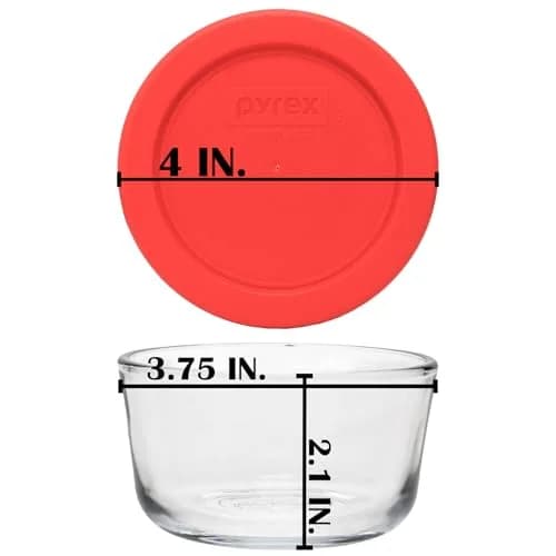 Pyrex Simply Store 1 Cup Round Glass Food Storage Container with Red Lid | 237ml (8 fl oz) thumbnail 6