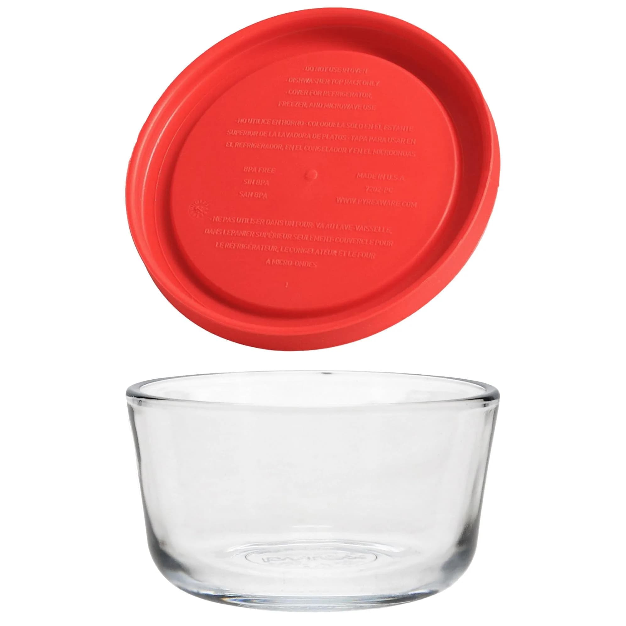 Pyrex Simply Store 1 Cup Round Glass Food Storage Container with Red Lid | 237ml (8 fl oz) - view 3