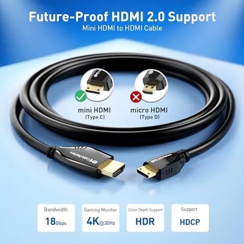 Cable Matters High-Speed Long 4K Mini HDMI to HDMI Cable, 2.5m (8.2ft) | Connects Tablets, DSLRs to TVs thumbnail 2