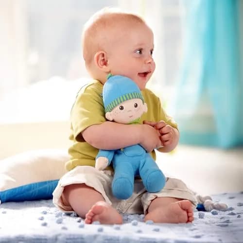 HABA Snug-Up Soft Plush Luis Baby Doll 8" | Perfect Newborn & Toddler Toy, Machine Washable, Ideal Boy Doll thumbnail 4
