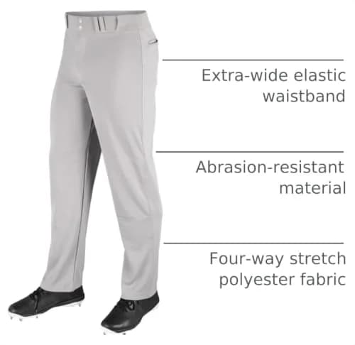 Champro Youth MVP Open Bottom Relaxed Fit Baseball Pant, Grey, Medium | Durable Polyester, Comfort Fit thumbnail 4