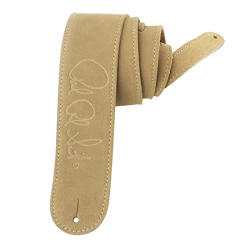 PRS Suede Logo Guitar Strap, Tan | Adjustable 2.5" Wide, Made in USA thumbnail 1