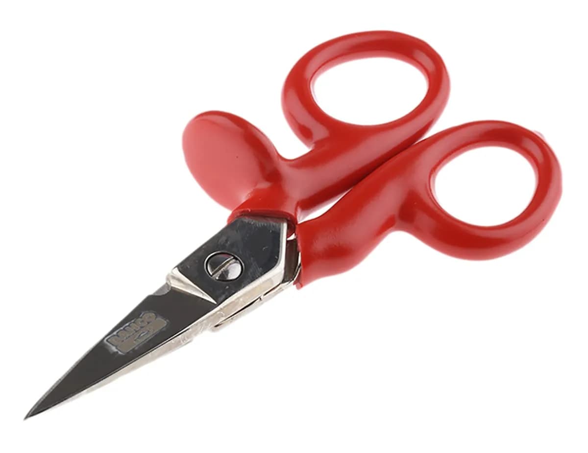 Bahco SC127V 1000V Scissors | Red Handle, 2" Blade, Stainless Steel, Guard for Safety
