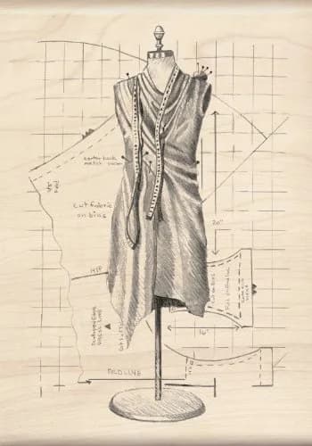 Inkadinkado Dress Mannequin Wood Stamp 5" x 3" | Victorian Scrapbooking Tool thumbnail 1