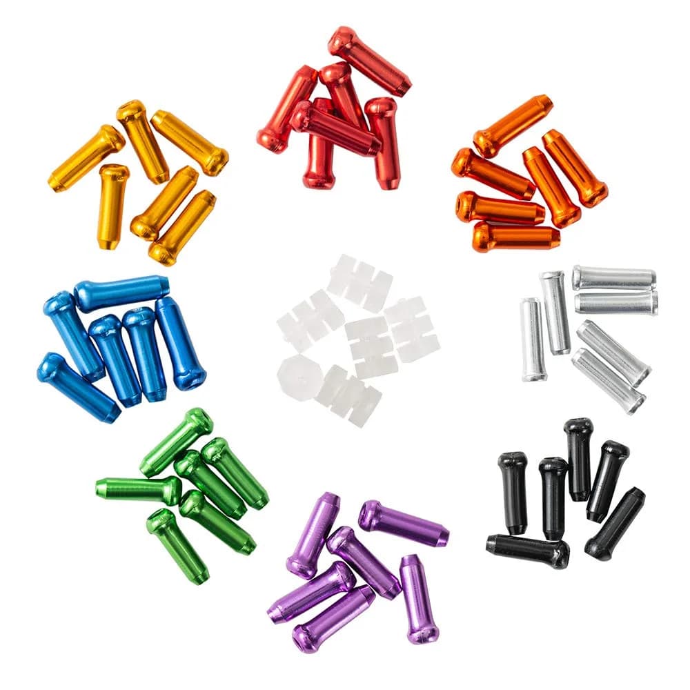 HZJD Bike Cable End Caps & O-Ring Set (48pcs + 6pcs) | Durable Aluminum Alloy, Multi-Coloured, Universal Fit for All Bicycles