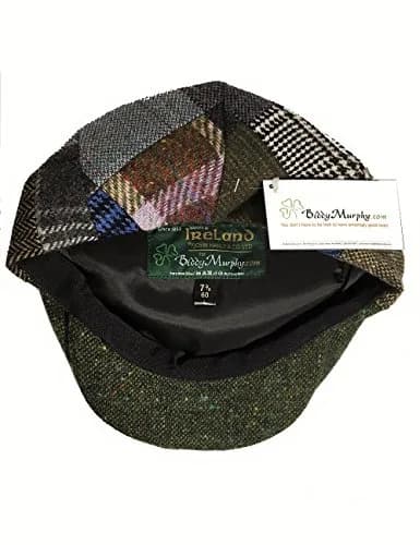 Biddy Murphy Newsboy Flat Cap, 100% Irish Wool, Patchwork, Multicolor, XL | Unique Irish Tweed Style thumbnail 8