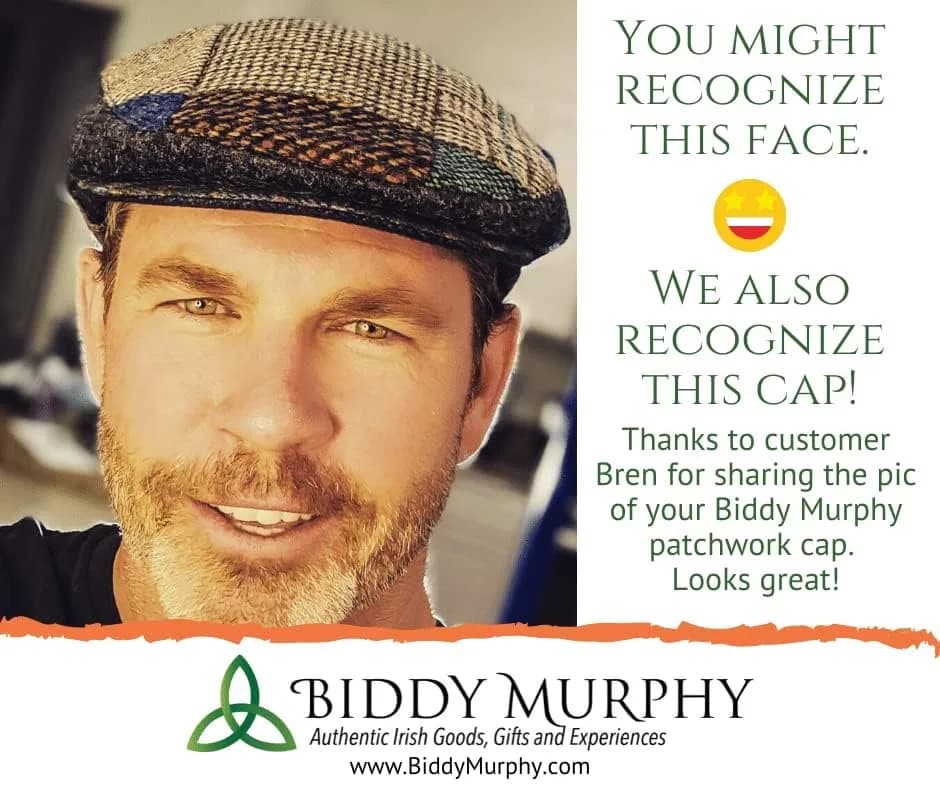 Biddy Murphy Newsboy Flat Cap, 100% Irish Wool, Patchwork, Multicolor, XL | Unique Irish Tweed Style thumbnail 11