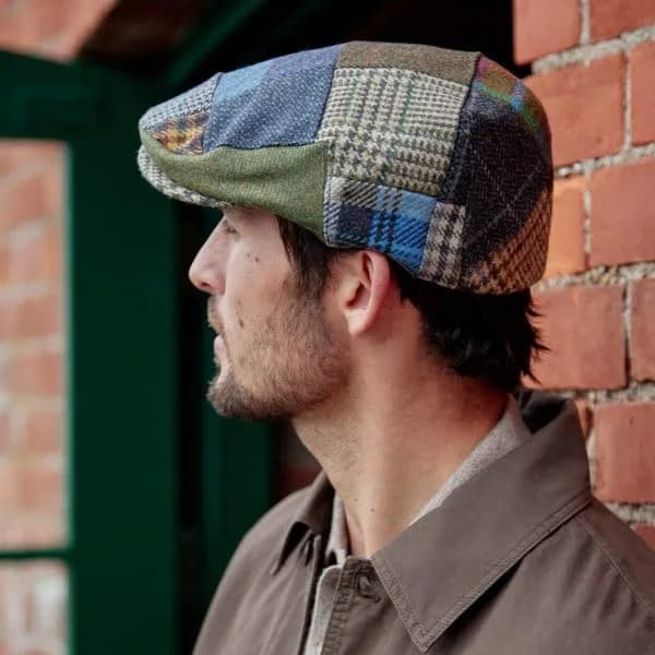 Biddy Murphy Newsboy Flat Cap, 100% Irish Wool, Patchwork, Multicolor, XL | Unique Irish Tweed Style thumbnail 4