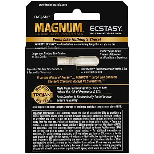 Trojan Magnum Ecstasy Large Size Condom 3 Count | Extra Large, Lubricated, USA Import thumbnail 2