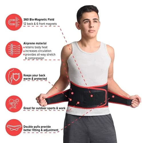 MAXAR Airprene Sports Back Brace with 18 Magnets | Support & Pain Relief for Lower Back (70-120 chars) thumbnail 2