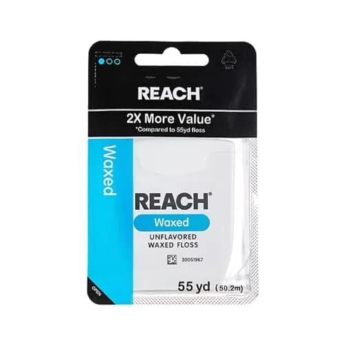 REACH Waxed Dental Floss, Unflavored, 165 ft (49.5 m) | Shred Resistant Plaque Remover thumbnail 1