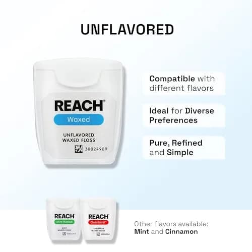 REACH Waxed Dental Floss, Unflavored, 165 ft (49.5 m) | Shred Resistant Plaque Remover thumbnail 6