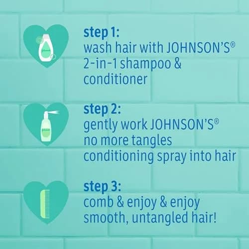Johnson's No More Tangles Detangling Spray for Kids 296ml (10 fl. oz) | Hypoallergenic & Paraben-Free Formula thumbnail 3