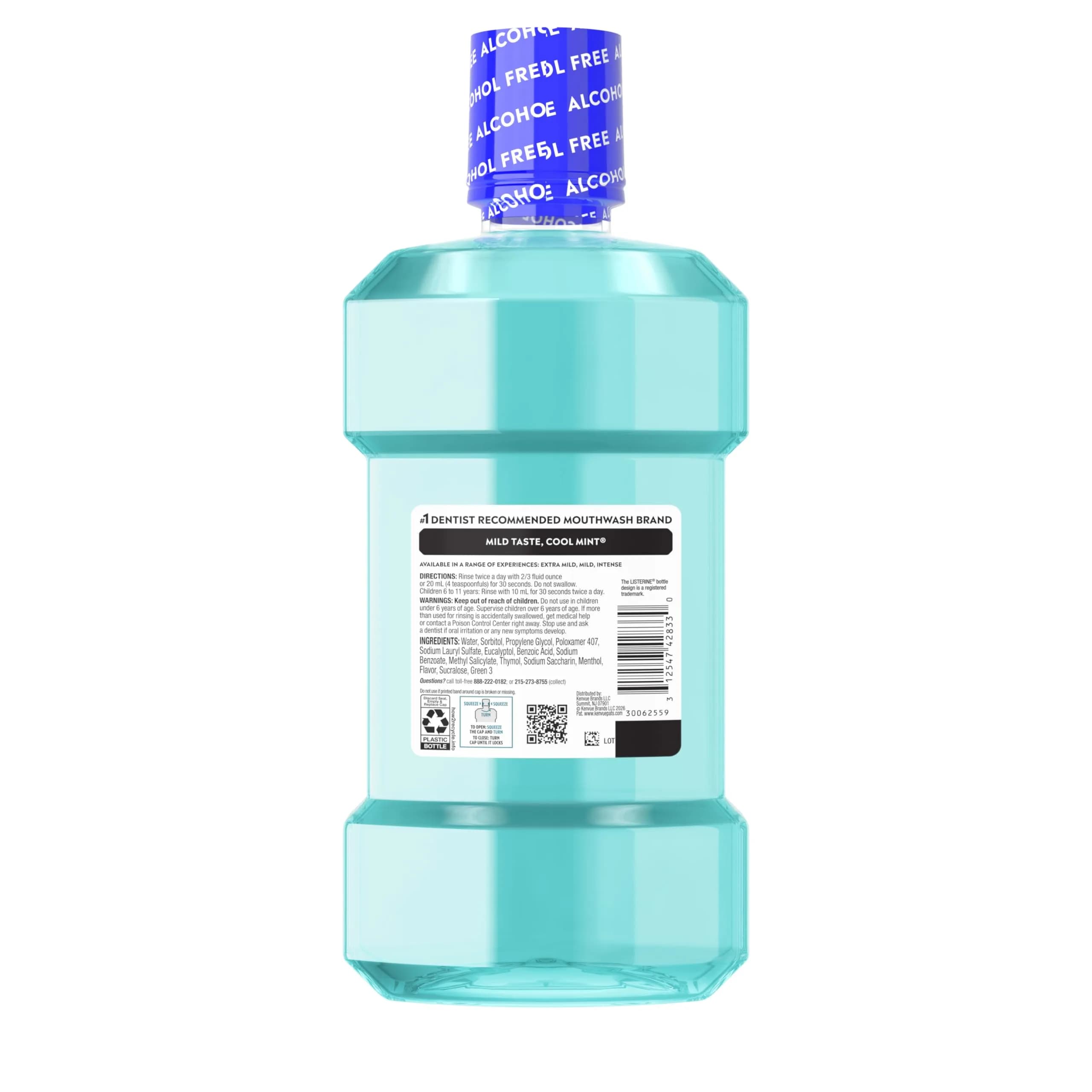 Listerine Cool Mint Alcohol-Free Mild Mouthwash 1 L (33.8 fl oz) | Kills 99.9% of Bad Breath Germs - view 9