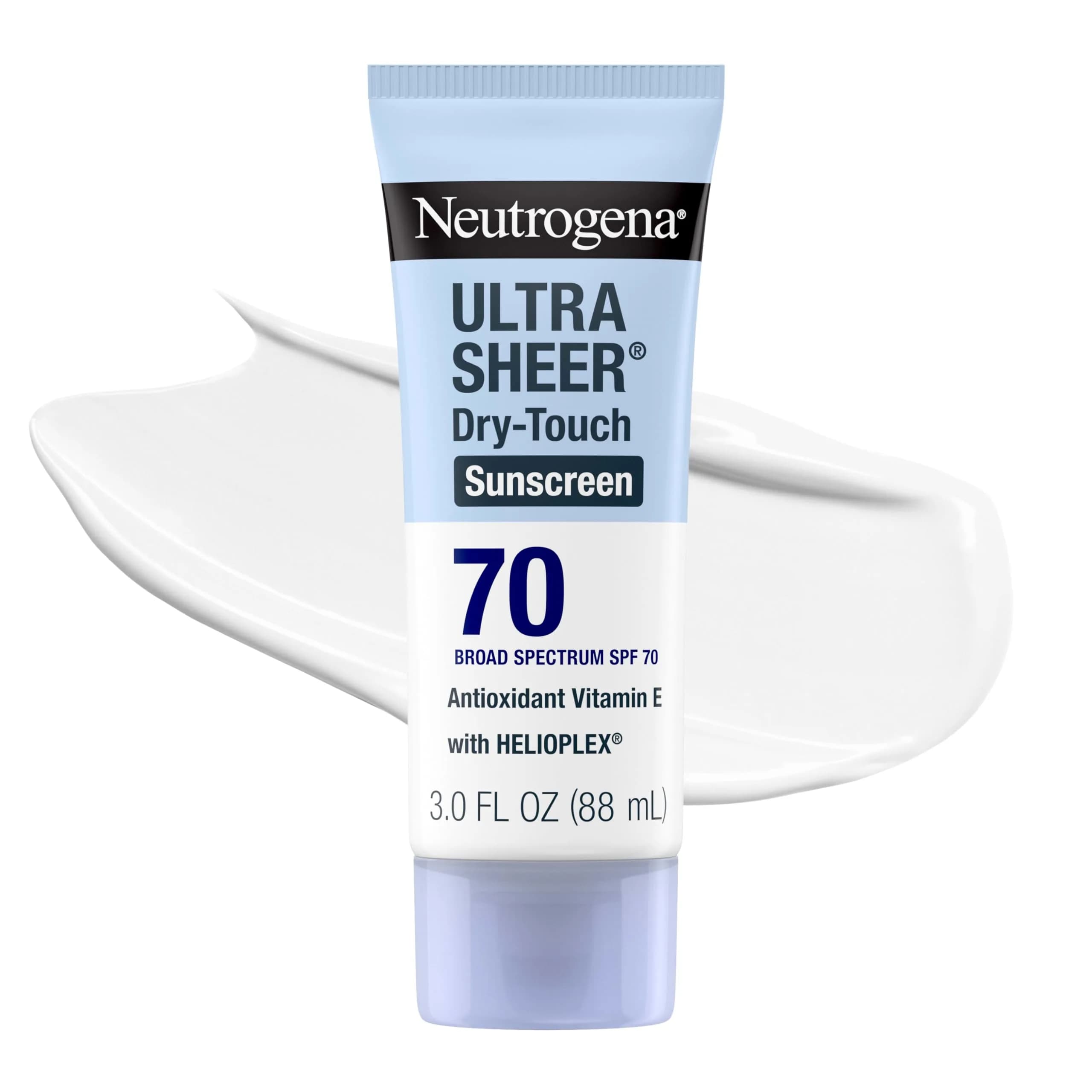 Neutrogena Ultra Sheer Dry-Touch Sunscreen Lotion SPF 70, 3 Fl Oz | High SPF 70 Protection for Active Lifestyles