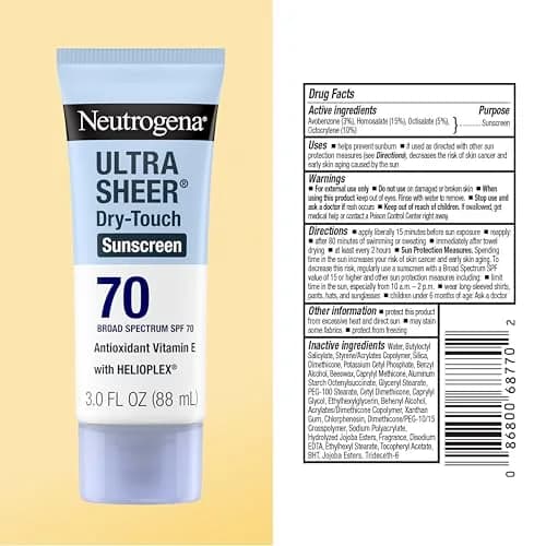 Neutrogena Ultra Sheer Dry-Touch Sunscreen Lotion SPF 70 88ml (3 fl. oz) | Dermatologist Recommended Broad Spectrum Protection thumbnail 8