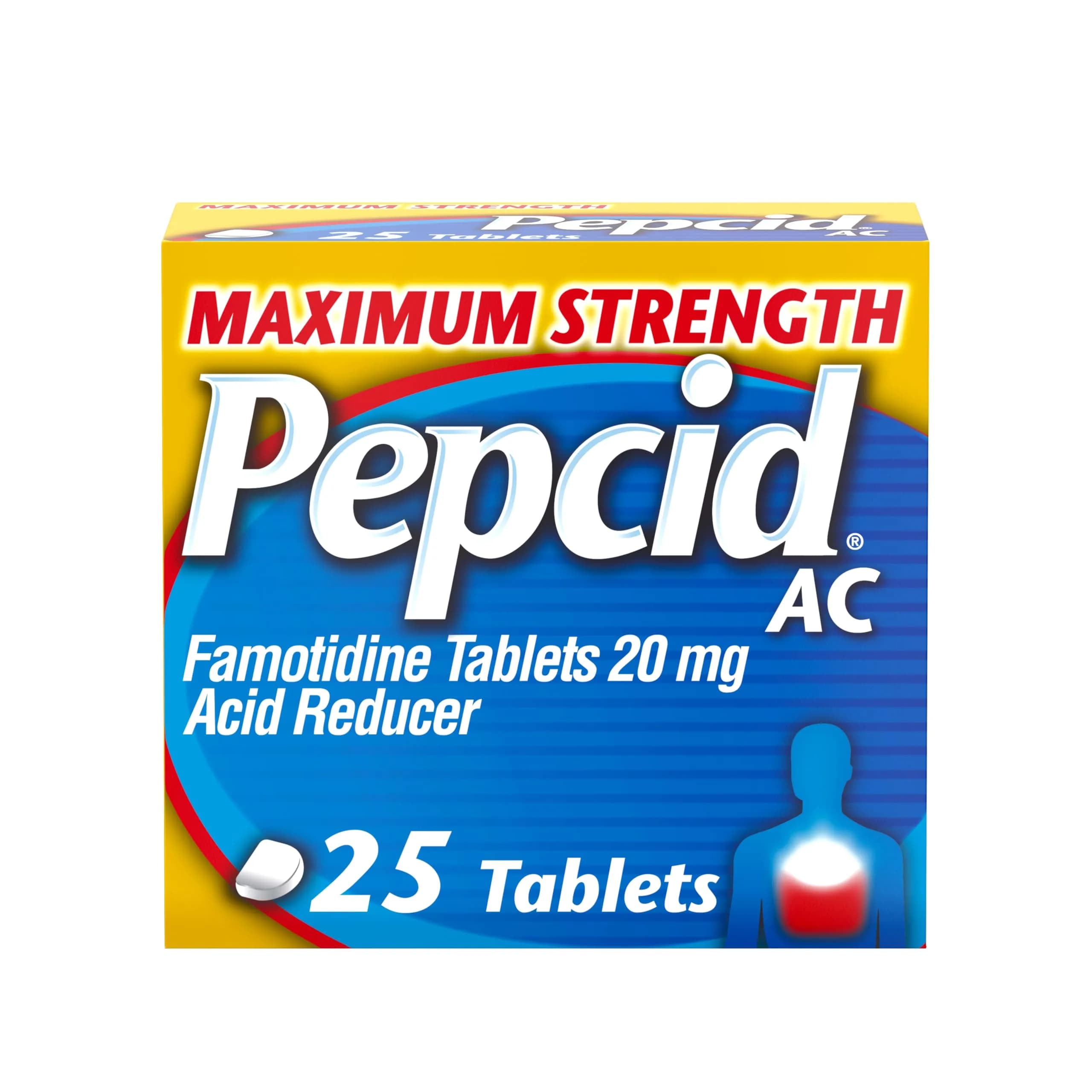Pepcid AC Maximum Strength Tablets, 20mg Famotidine, 25 Count | Fast-Acting Heartburn Relief