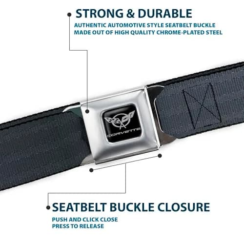 Buckle-Down Men's Seatbelt Buckle Belt, 1.5 Inch Wide, Black Regular | Fashion & Function thumbnail 6