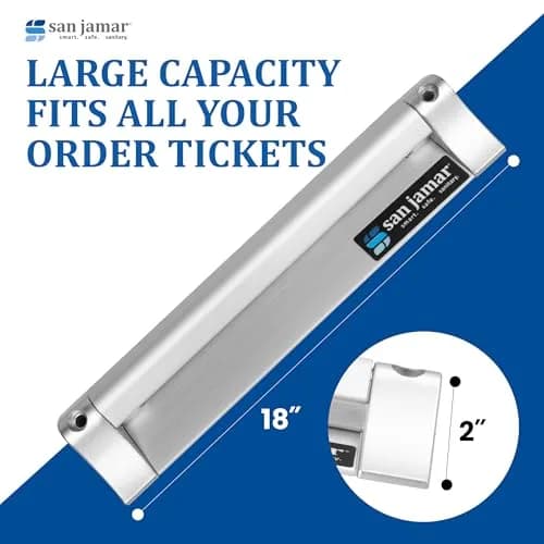 San Jamar Order Ticket Holder for Restaurant – 18" Anodized Aluminum Metal Receipt Holder with Grip Track – Durable Wall Mount Check Rack for Kitchen, Restaurant and Service Counters thumbnail 5