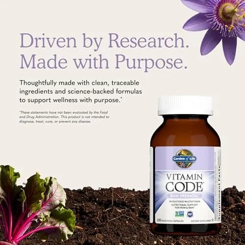 Garden of Life Vitamin Code Raw Prenatal Multivitamin for Women with Iron, Folate, Probiotics and Whole Food Nutrients - Immune and Cellular Energy Support, Non-GMO, Gluten-Free, Kosher, 180 Count thumbnail 6
